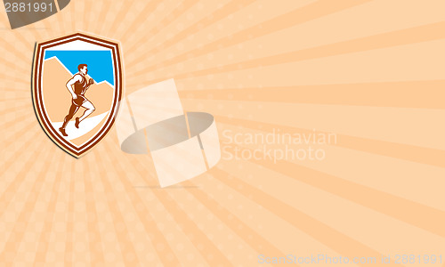 Image of Business card Marathon Runner Running Side View Retro