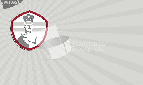 Image of Business card Chef Cook Holding Spatula Shield Retro