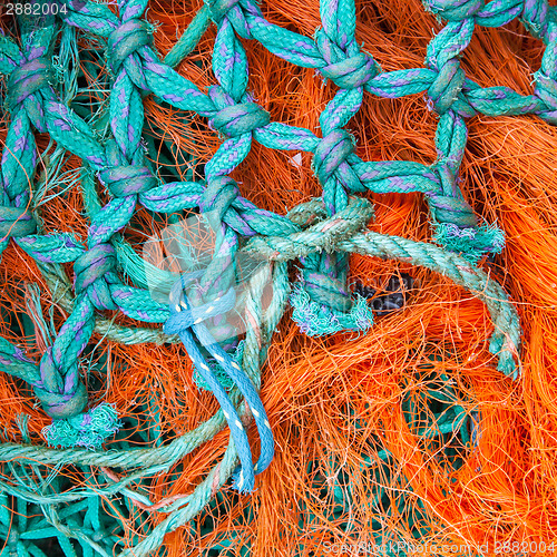 Image of Abstract background with a pile of fishing nets