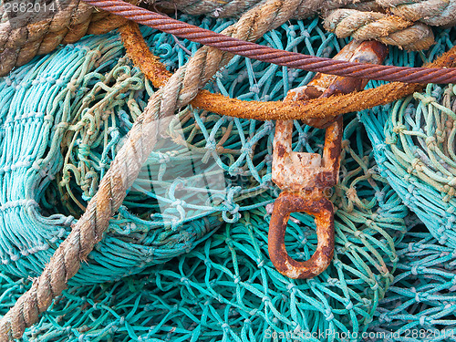 Image of Abstract background with a pile of fishing nets