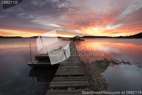 Image of Sunrise over the Brisbane Waters at Woy Woy with Paddy's Oyster 