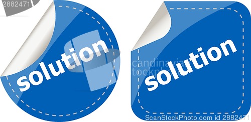 Image of solution stickers set, icon button isolated on white