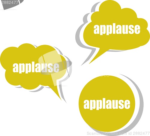 Image of applause word on modern banner design template. set of stickers, labels, tags, clouds