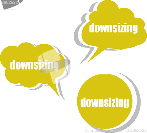 Image of downsizing. Set of stickers, labels, tags. Business banners, infographics