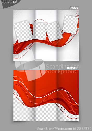 Image of Red wavy tri fold brochure