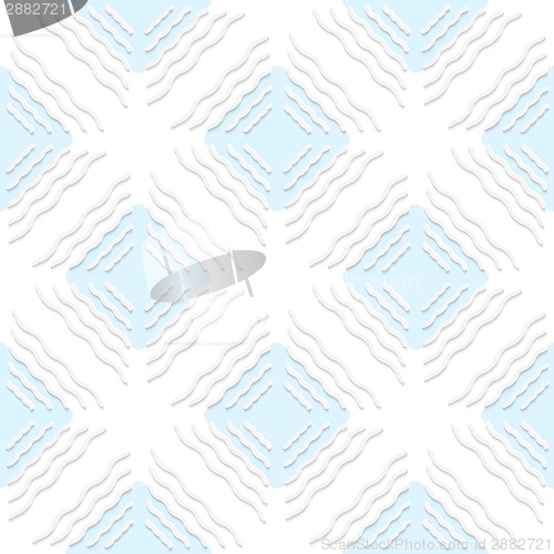 Image of Diagonal white wavy lines with blue pattern