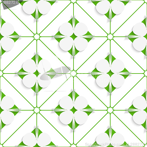 Image of Diagonal clove leaves on green pattern