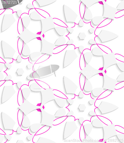 Image of White  geometrical floristic with purple layering seamless patte