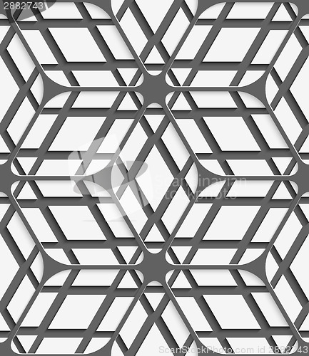 Image of White geometrical detailed with gray net on gray seamless patter