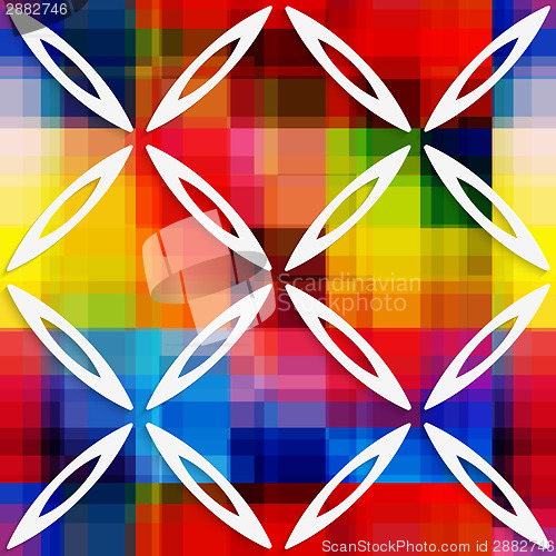 Image of White oval net on rainbow layer seamless pattern