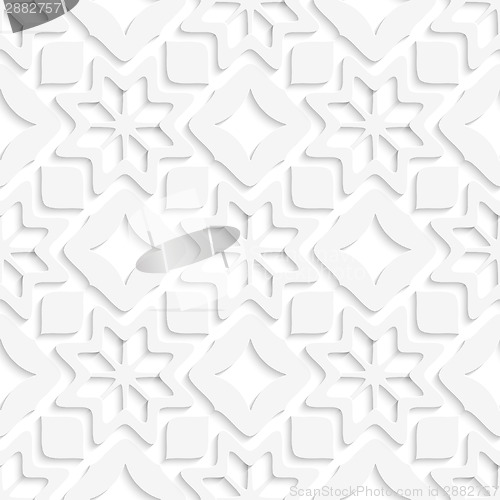 Image of White snowflakes and white squares seamless