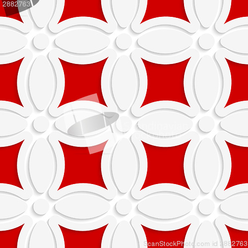 Image of Geometric white pattern with red