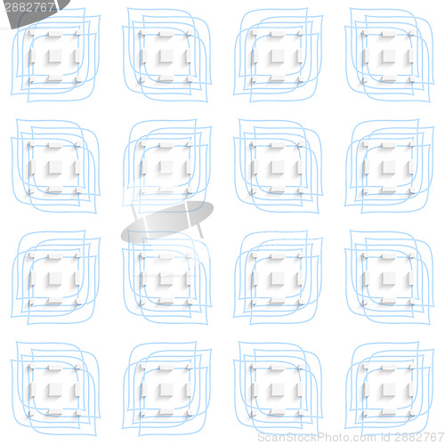 Image of Blue linear leaves and rectangles seamless