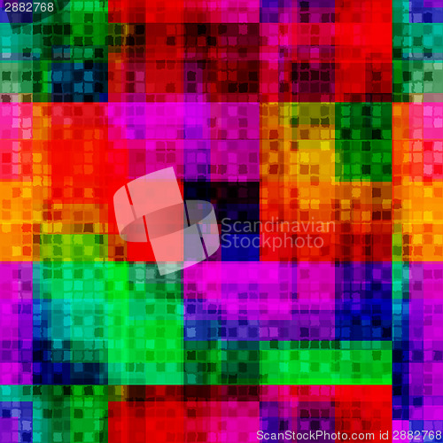Image of Rainbow blurred pixel bid and small seamless pattern