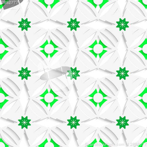 Image of White ornament and green layering seamless