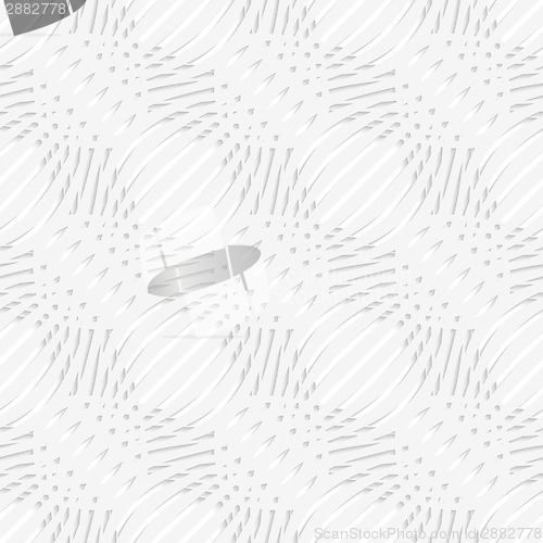 Image of White simple wavy with small details perforated seamless pattern