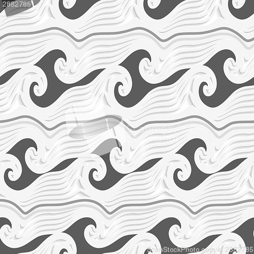 Image of White abstract sea wave lines and shapes with gray seamless