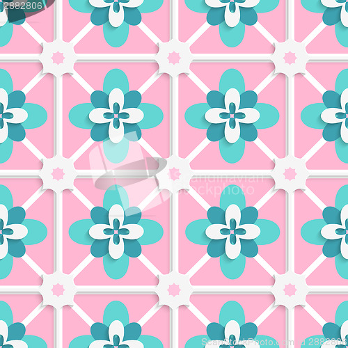 Image of Floristic green and pink tile ornament