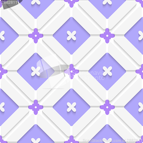 Image of Diagonal purple floristic in frame pattern