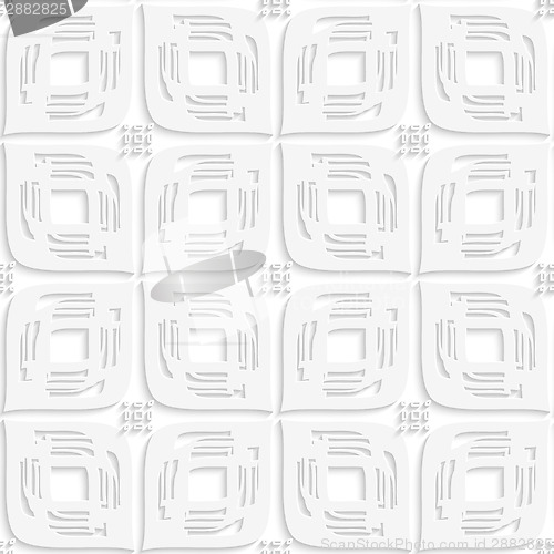 Image of White big leaves perforated and rectangles seamless
