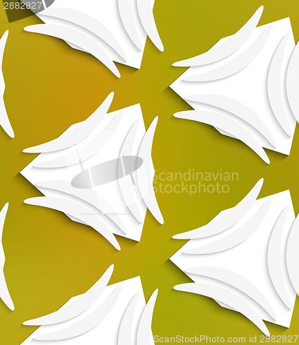 Image of White banana shapes on white and mesh seamless pattern