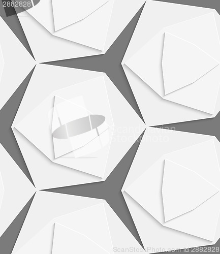 Image of White hexagonal shapes layered seamless pattern