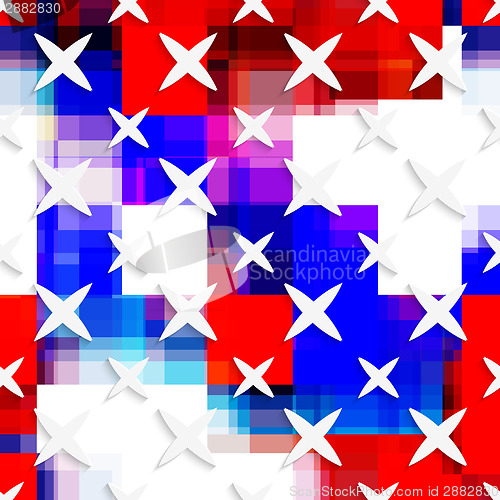 Image of White small and big stars on flag colored layer seamless pattern