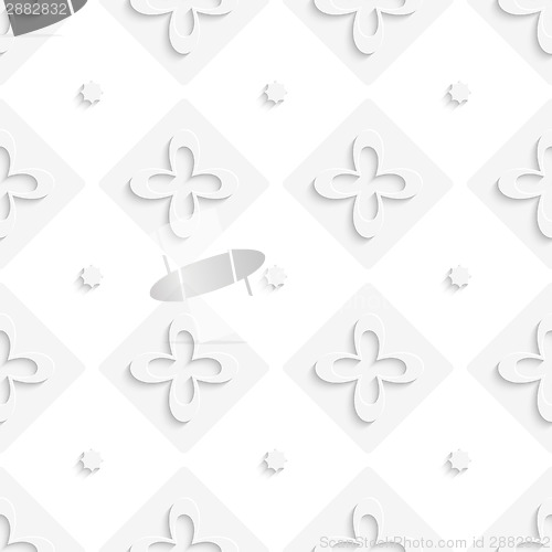 Image of White squares and flowers pattern