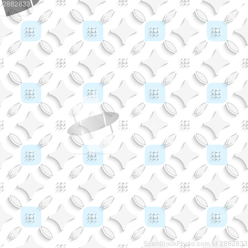 Image of White ornament with blue squares seamless