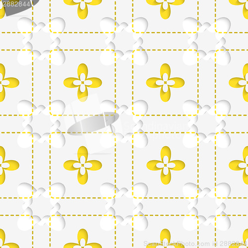 Image of Perforated squares with yellow flowers pattern