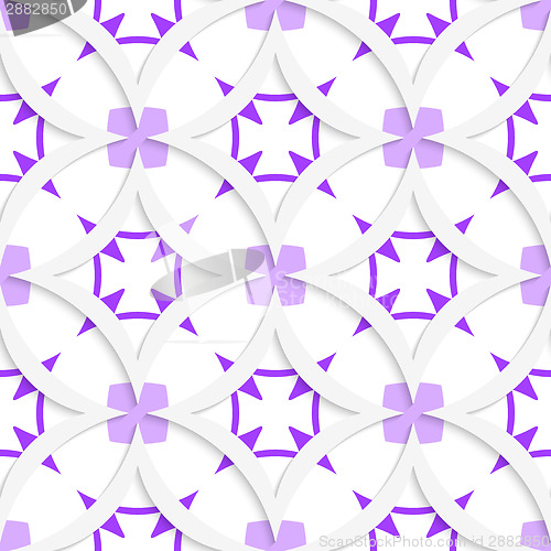Image of White vertical pointy squares with purple layering seamless