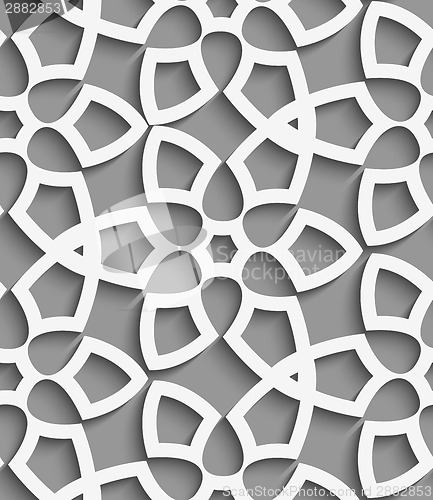 Image of White  geometrical floristic net on gray seamless pattern