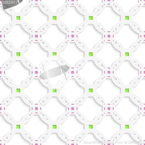 Image of White perforated ornament with green pink seamless