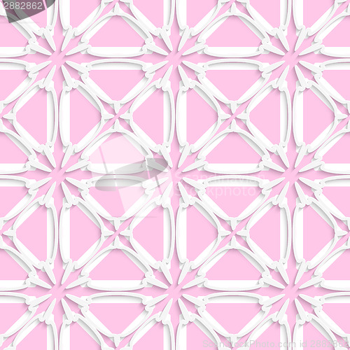 Image of White tile ornament with light pink layering