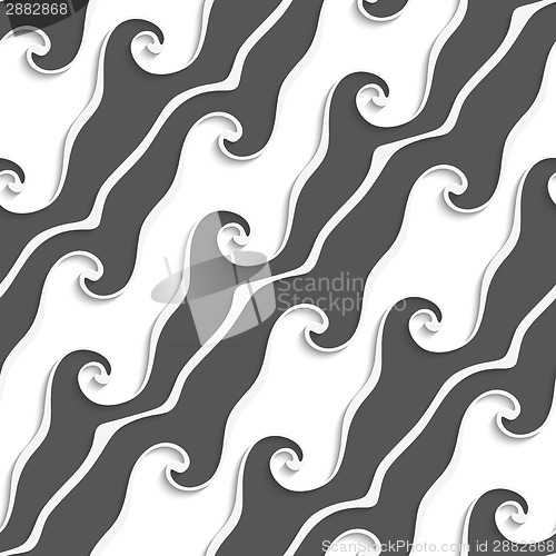 Image of White curved lines and swirls with gray seamless