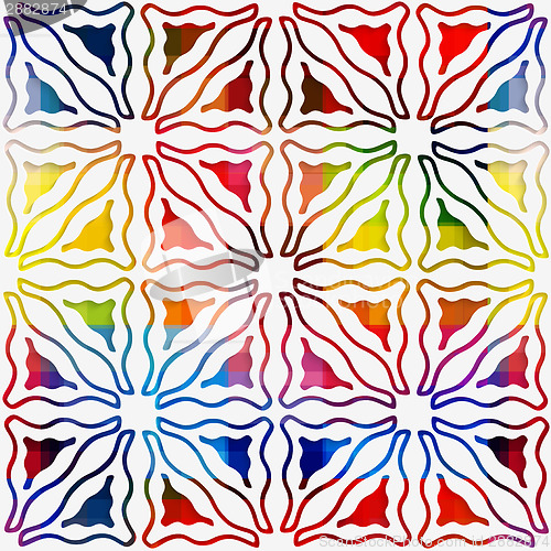Image of White ornament on rainbow seamless pattern