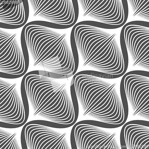 Image of Black and white simple wavy onion shapes pattern