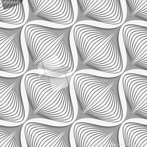 Image of White diagonal wavy net layered on gray seamless pattern