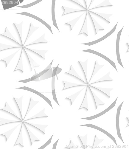 Image of White geometrical flowers and gray elements seamless pattern