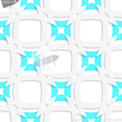 Image of White pointy squares with blue inner part seamless