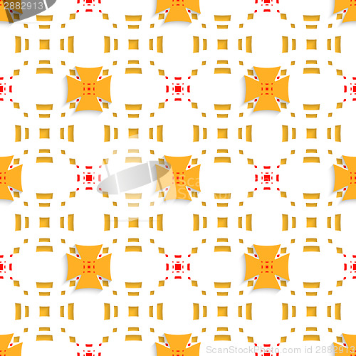 Image of Orange crosses on top perforated rectangles seamless