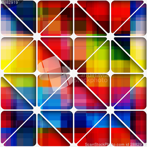 Image of Rainbow pixel background with net seamless pattern