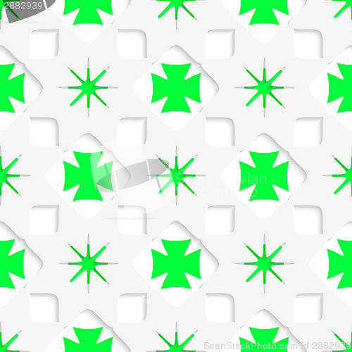 Image of White stars with green inner parts seamless