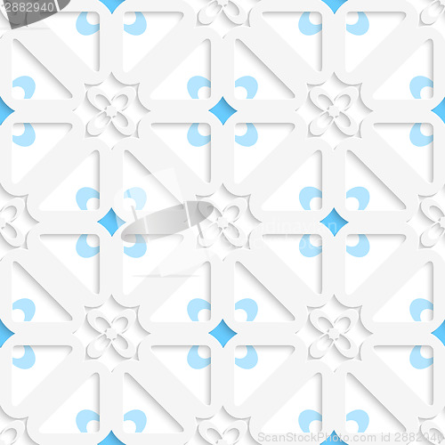 Image of Diagonal white small flowers layered with blue pattern