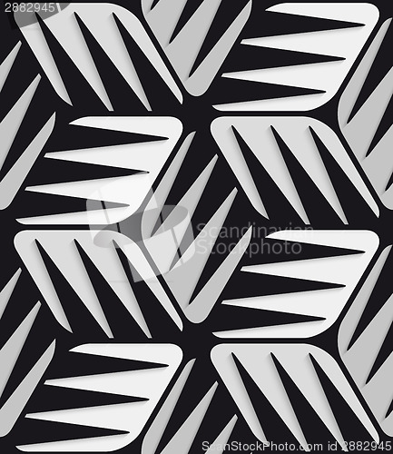 Image of Gray 3d cubes striped with black seamless pattern