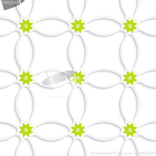 Image of White ornament net and green flowers
