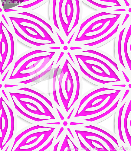 Image of White and pink geometrical flowers seamless pattern