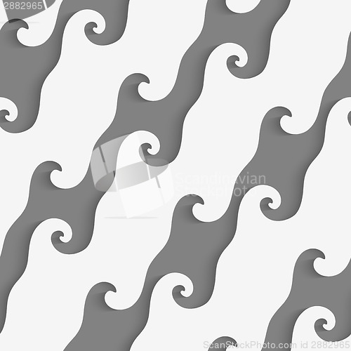 Image of White curved diagonal lines on gray seamless pattern