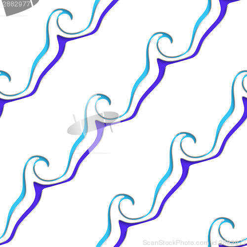 Image of White sea wave lines perforated with blue seamless