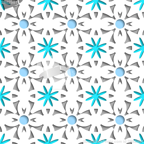 Image of Simple white repainting flowers with blue seamless